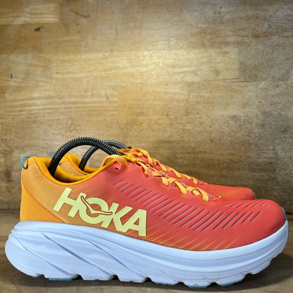 Hoka One One Rincon 3 Womens Size 9.5 Running Shoes Sneakers Orange Yellow